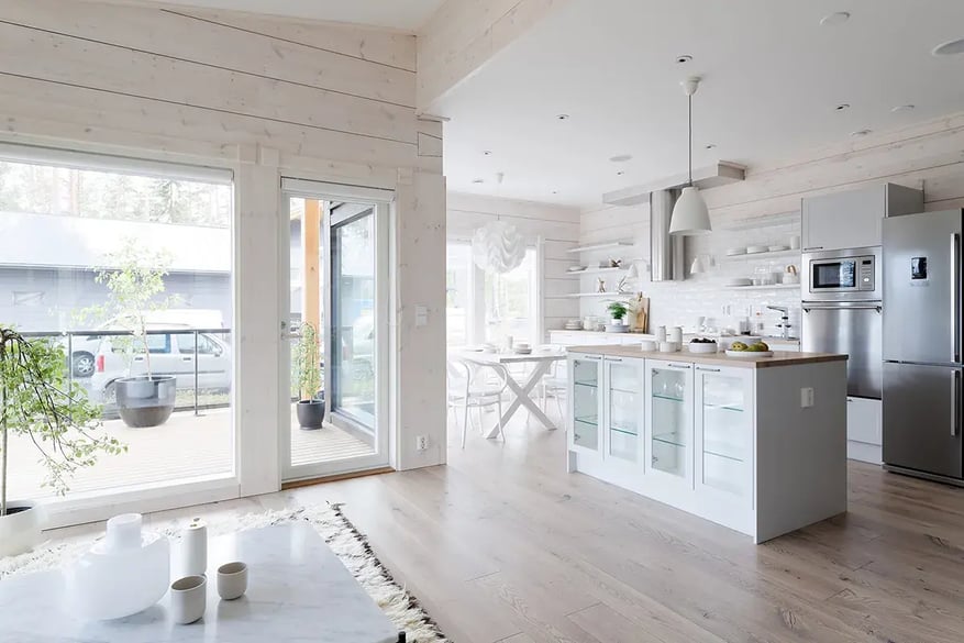 Intérieur d'une maison en madrier