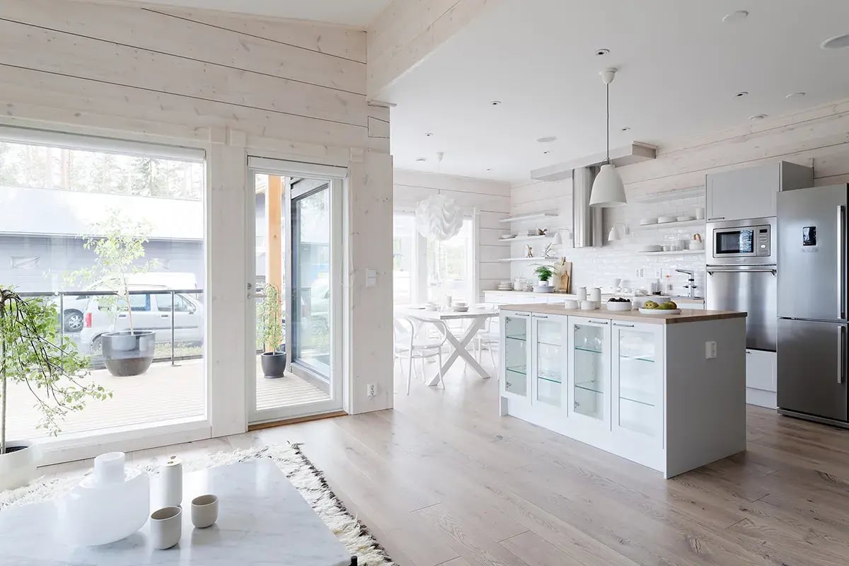 Intérieur d'une maison en madrier