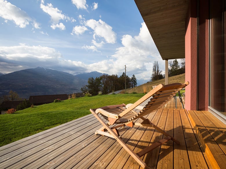 Vue depuis la terrasse d'un chalet