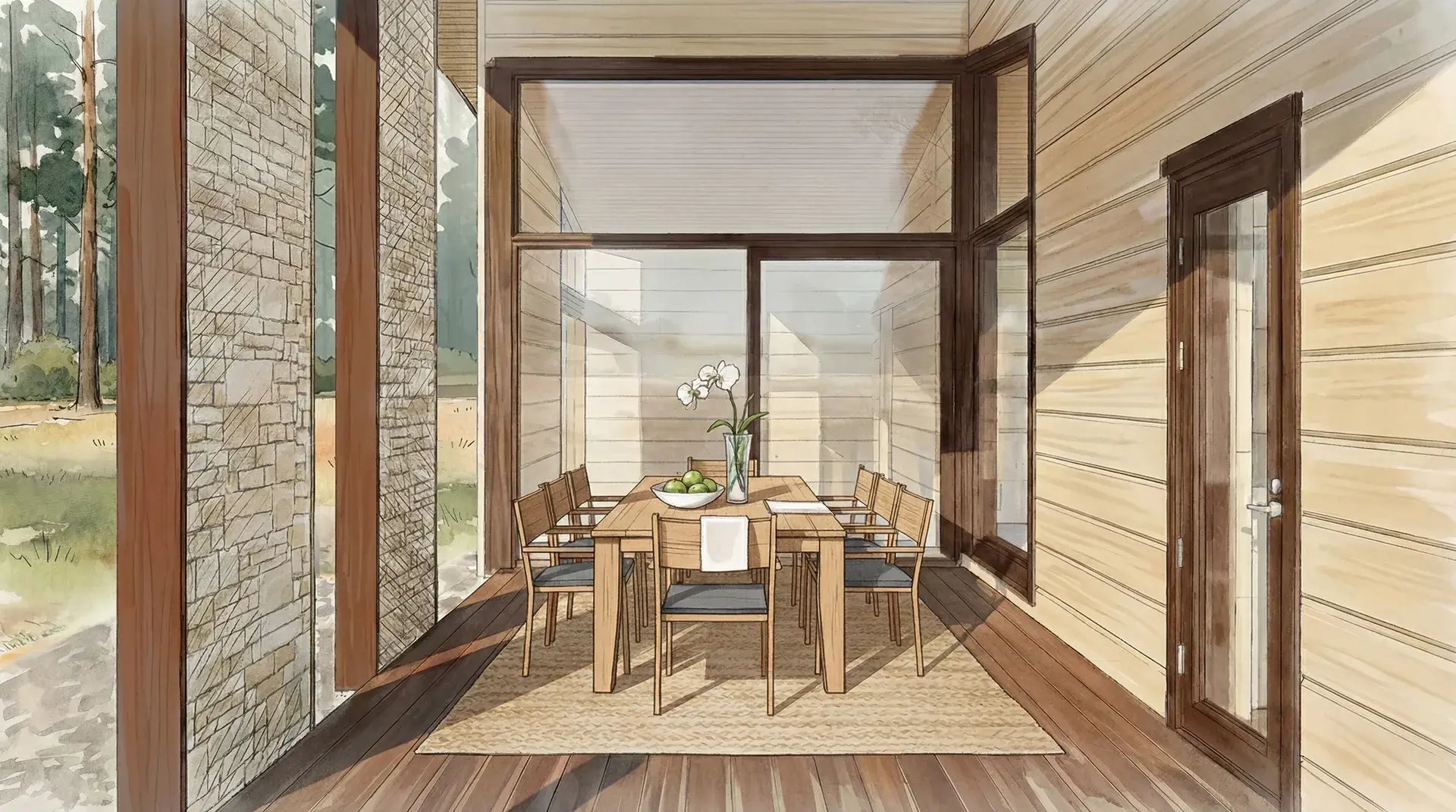 Vue 3D, perspective d'une construction Kontio