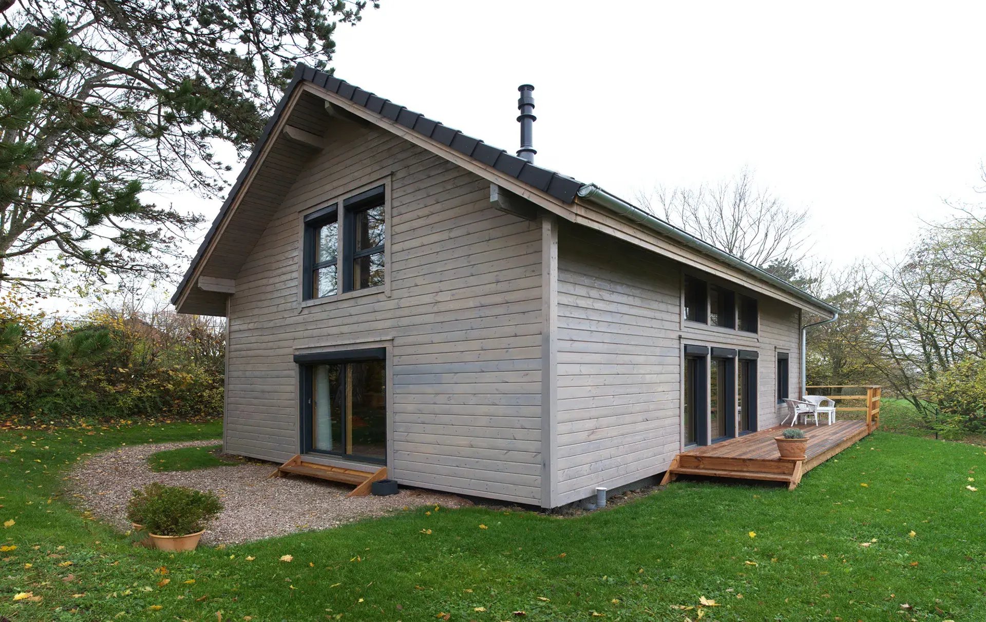 Construction maison Lunéville, bardage grisé