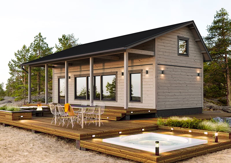 Kontio_Nalle_45_epasymmetrinen_harjakatto_hirsimokki