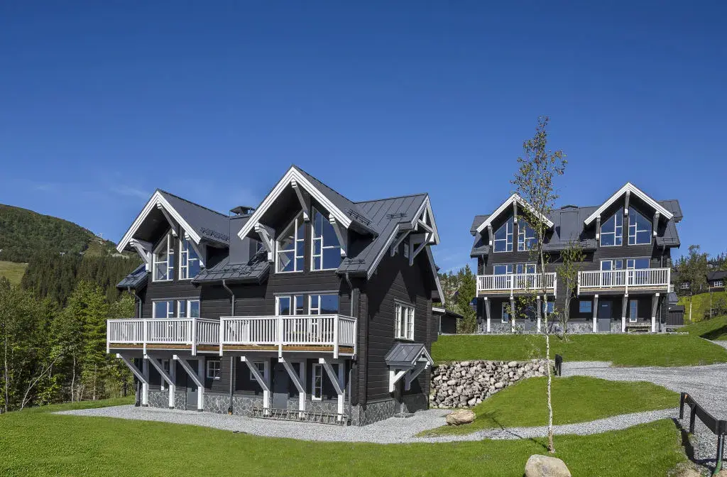 Deux chalets en bois et soubassement pierre