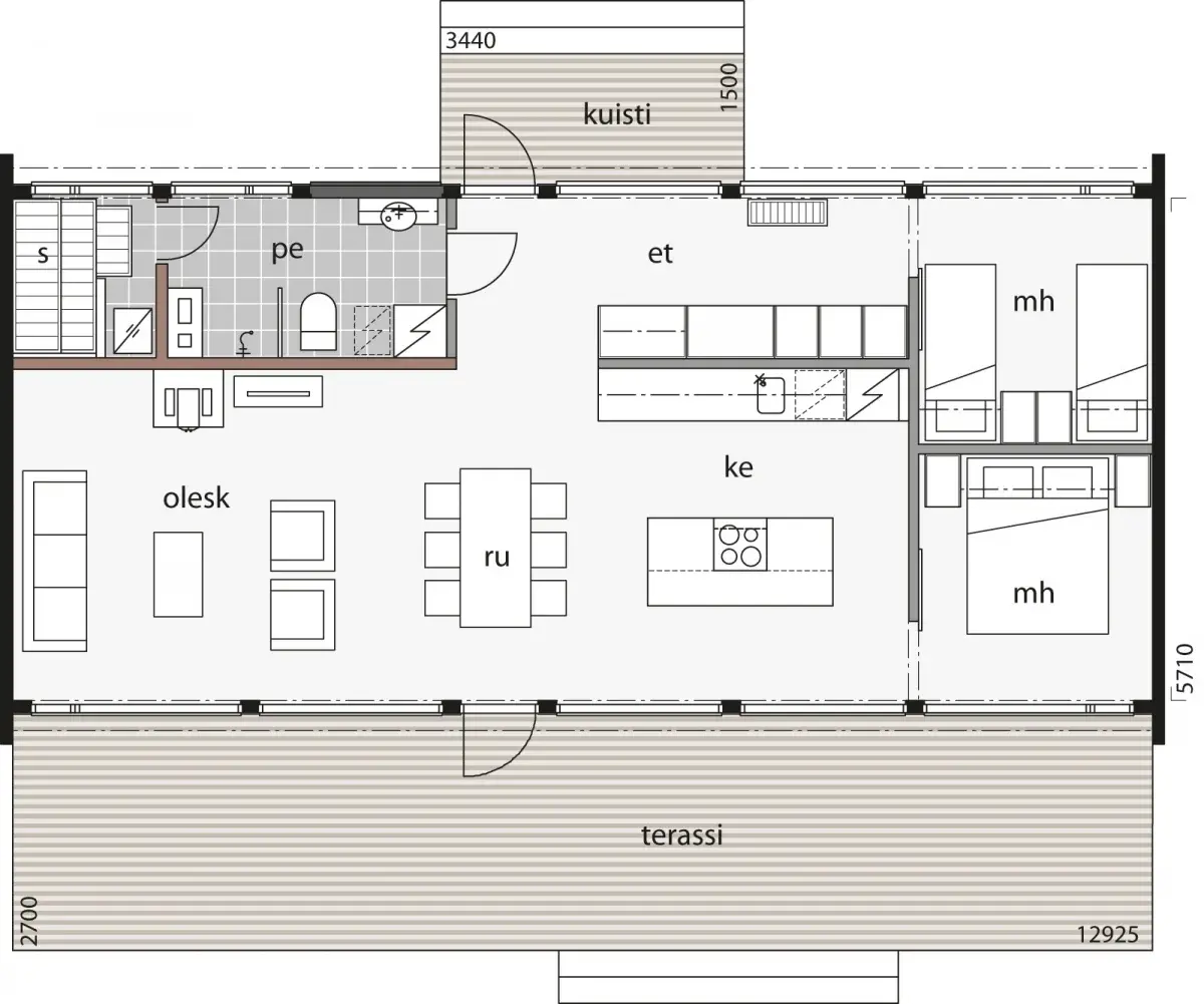 Plan maison Glass house 80 C plan 1