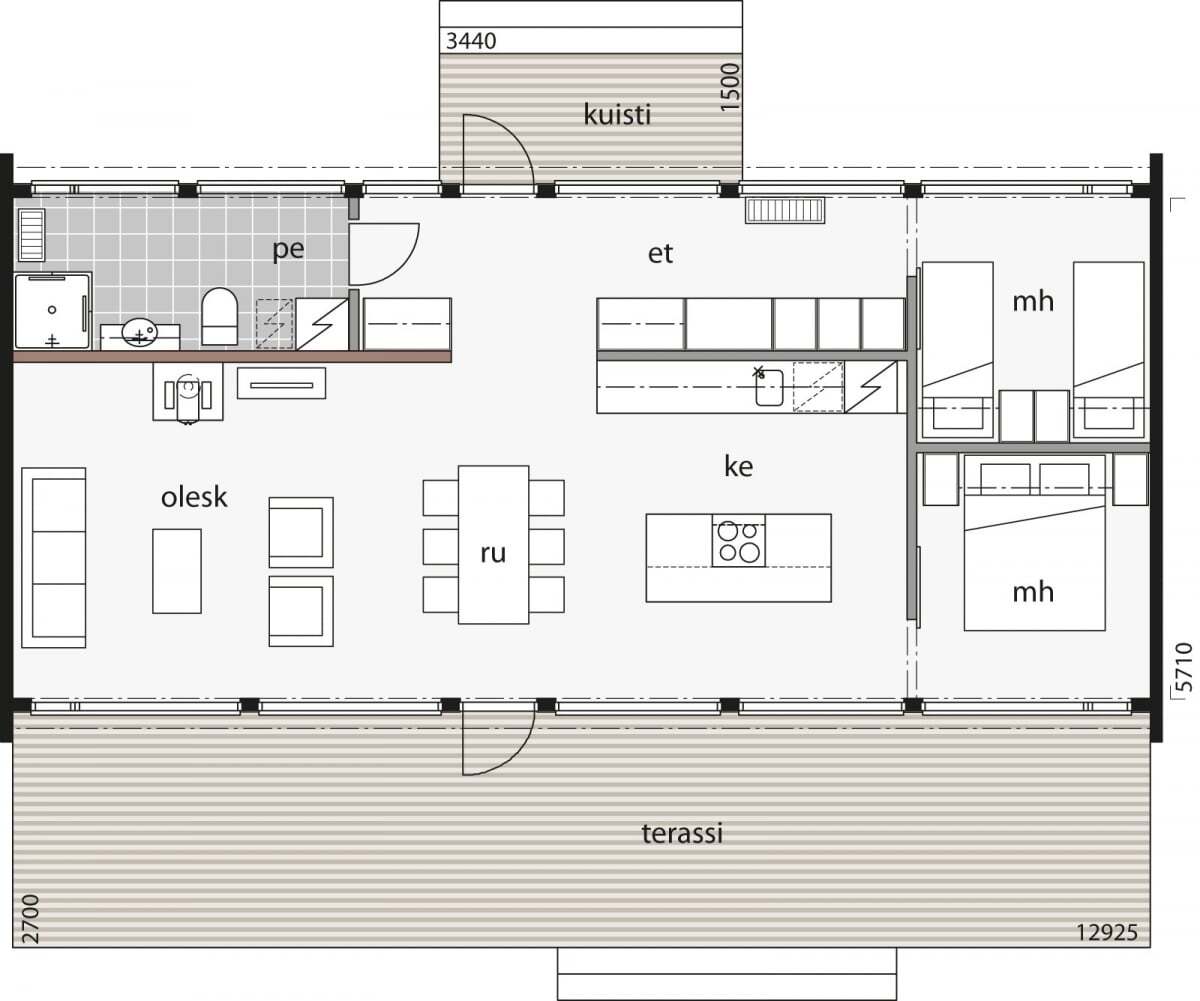 Plan maison Glass house 80 D plan 1