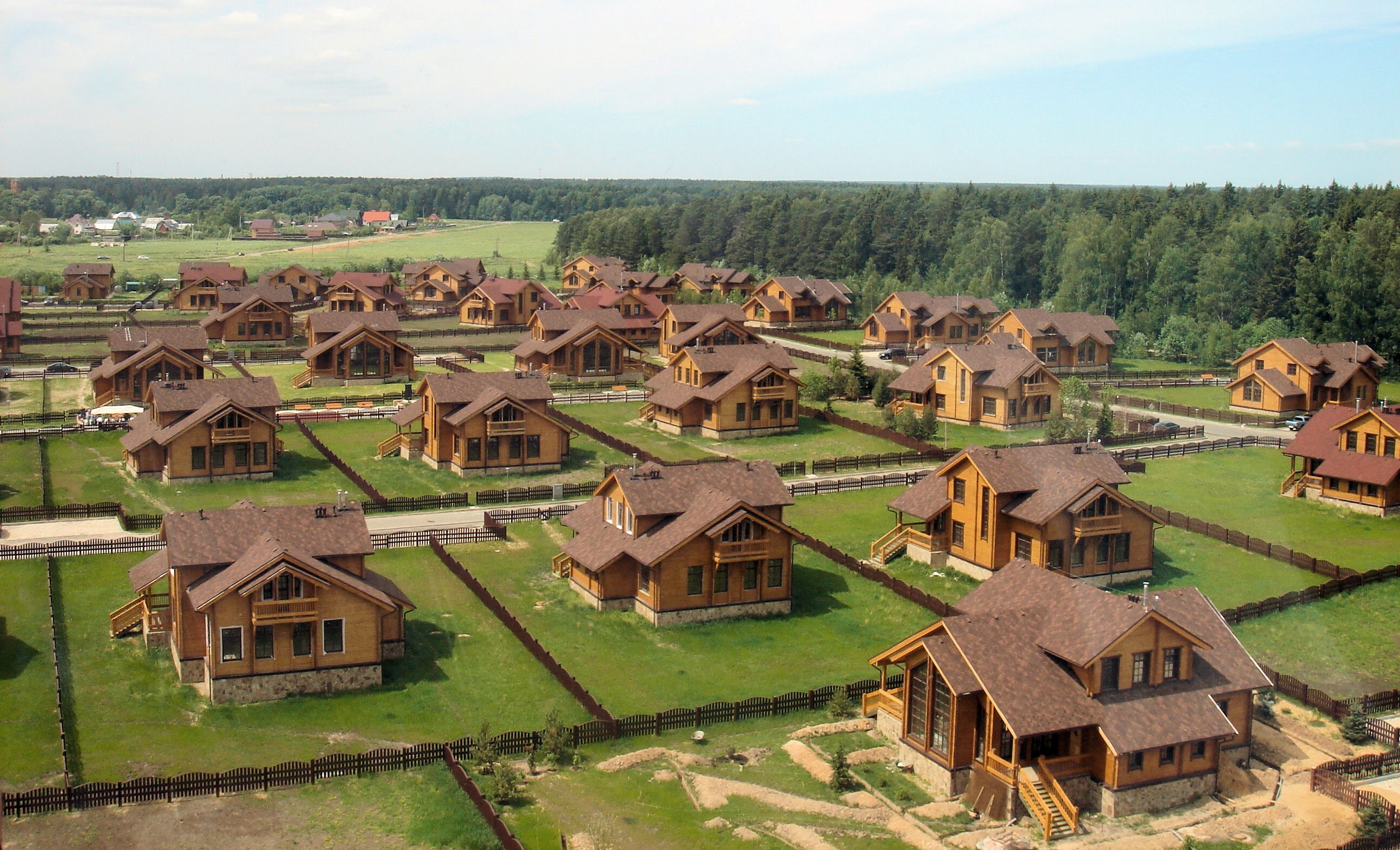 A log house country village on the shores of Lake Istra