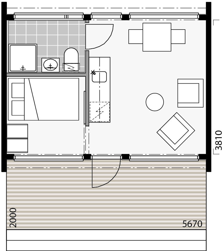 Glass House 25I floor plan 1
