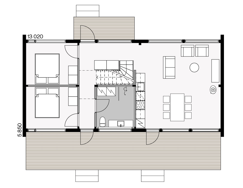 Glass House Classic 80B floor plan 1
