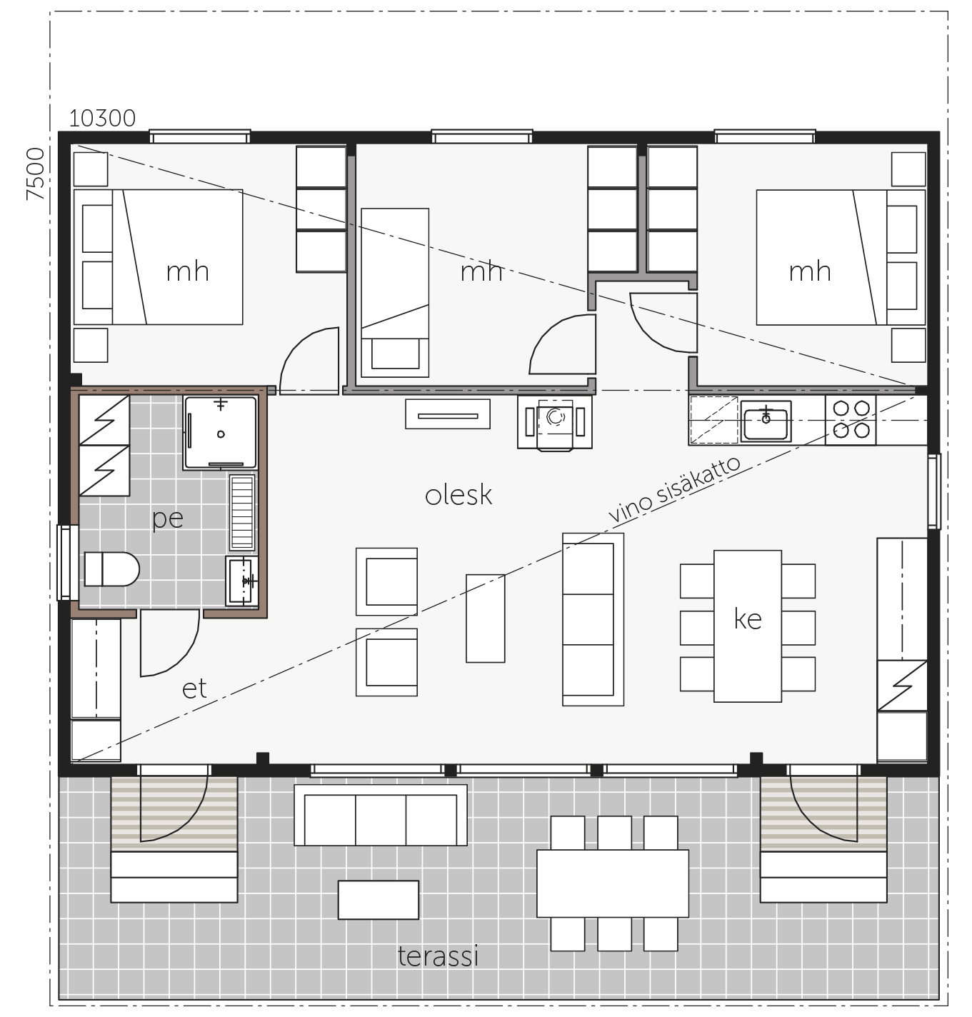 Sky House 80B -huvila floor plan 1