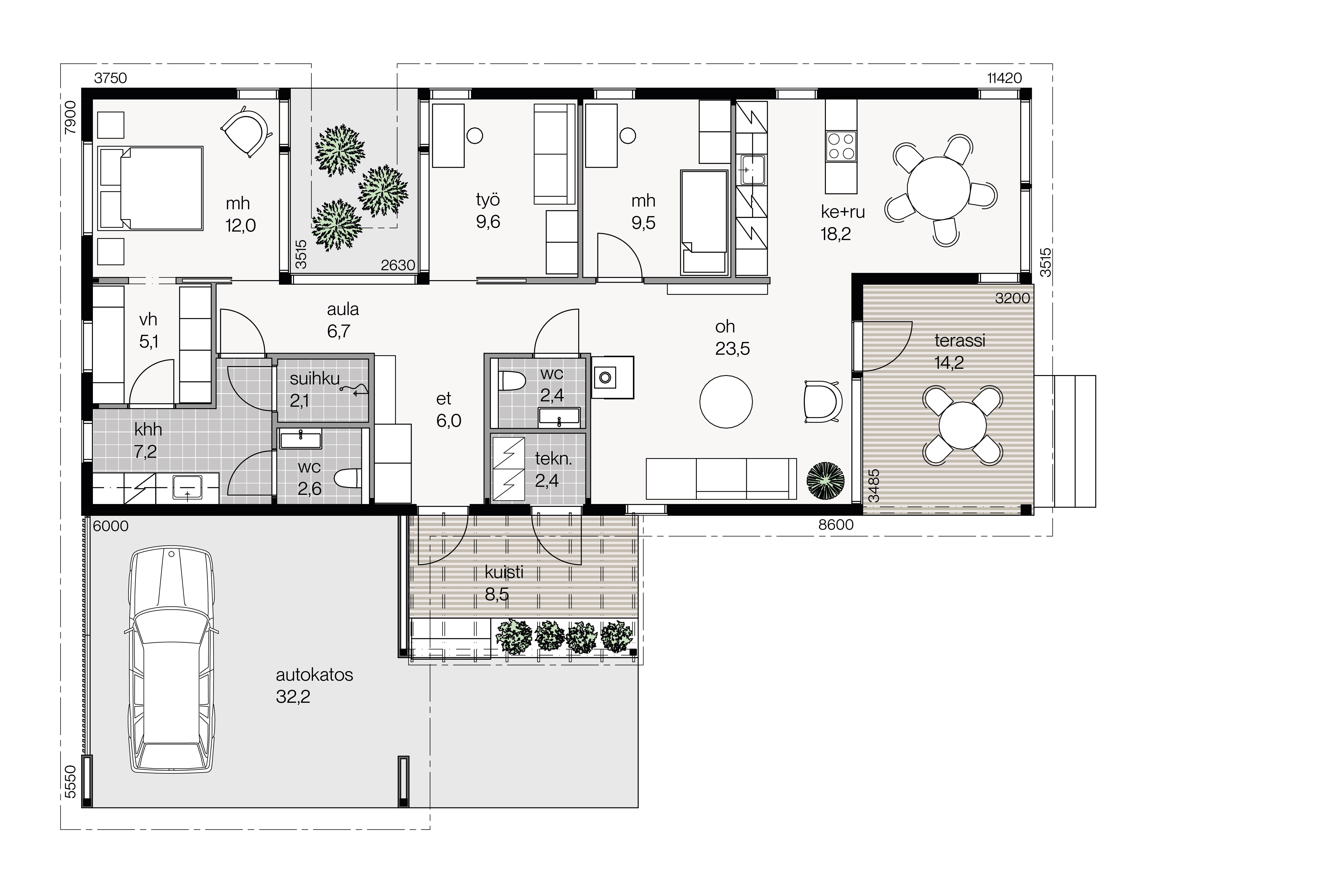 Vehmas 123A autokatoksella floor plan 1